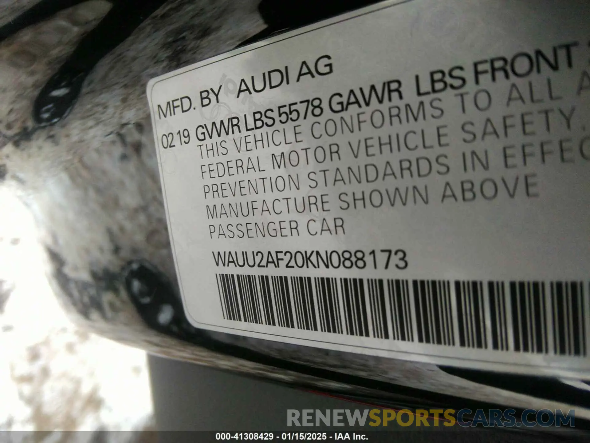 9 Photograph of a damaged car WAUU2AF20KN088173 AUDI A7 2019