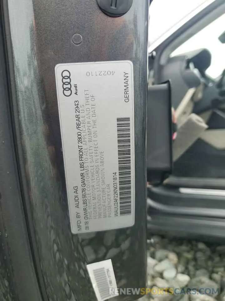 13 Photograph of a damaged car WAUU2AF22KN031814 AUDI A7 2019