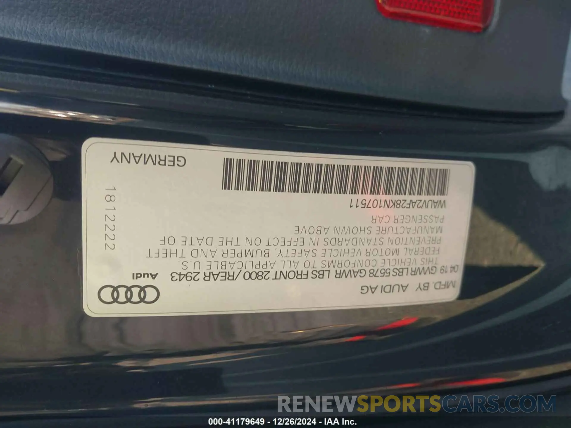 9 Photograph of a damaged car WAUV2AF28KN107511 AUDI A7 2019