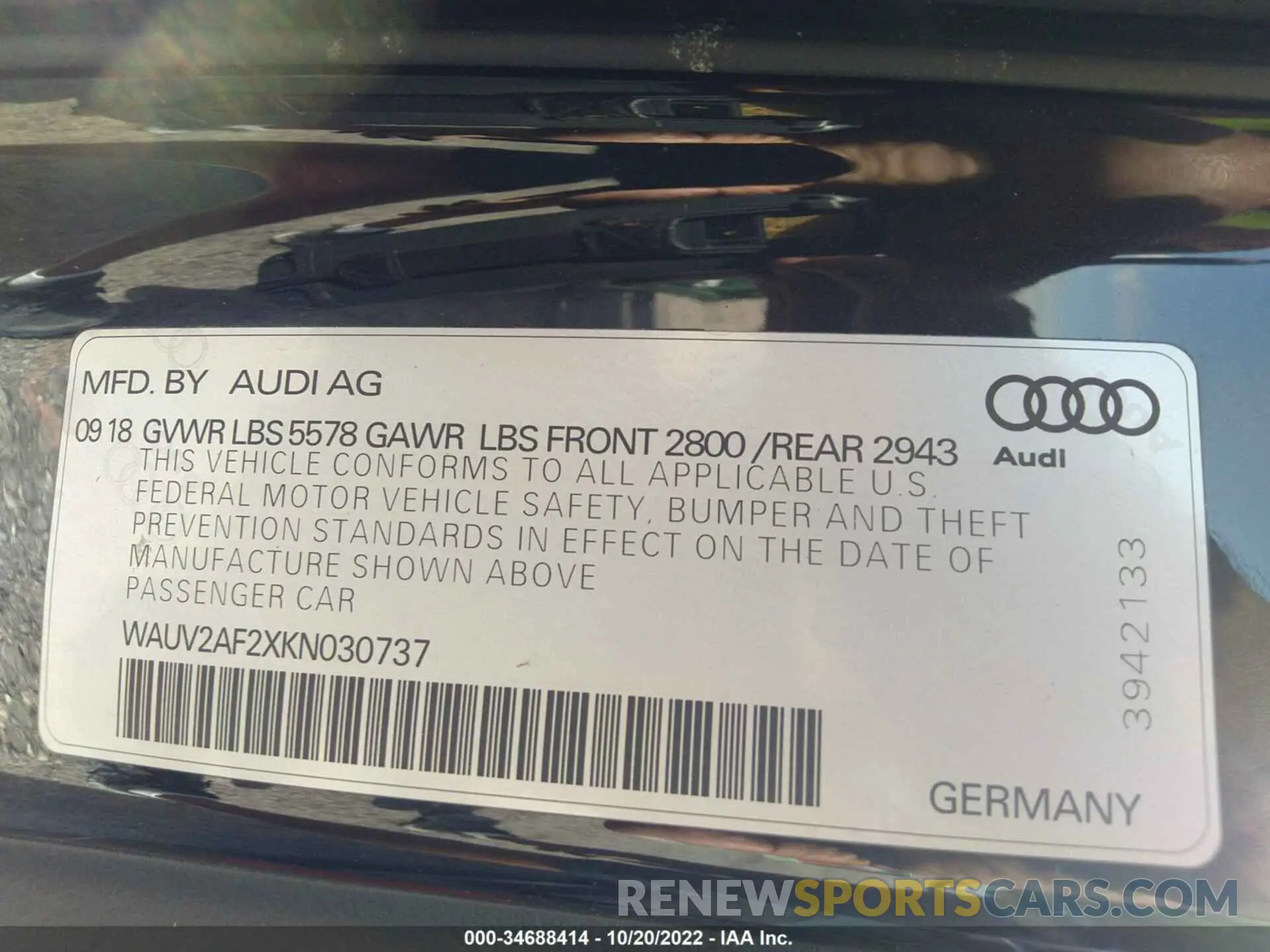 9 Photograph of a damaged car WAUV2AF2XKN030737 AUDI A7 2019