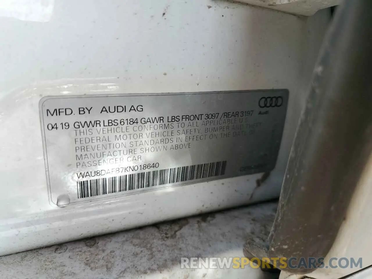 12 Photograph of a damaged car WAU8DAF87KN018640 AUDI A8 2019