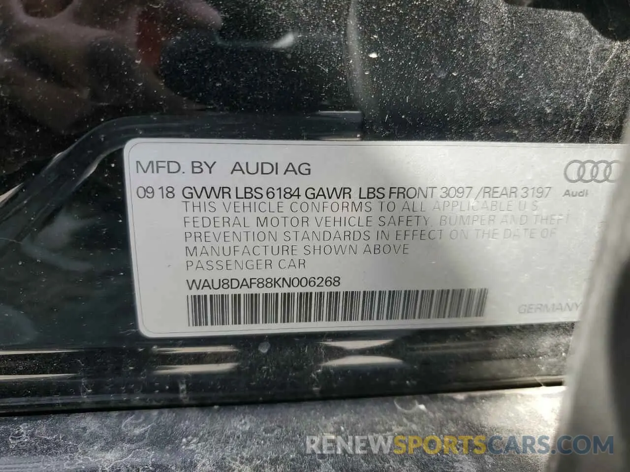 13 Photograph of a damaged car WAU8DAF88KN006268 AUDI A8 2019
