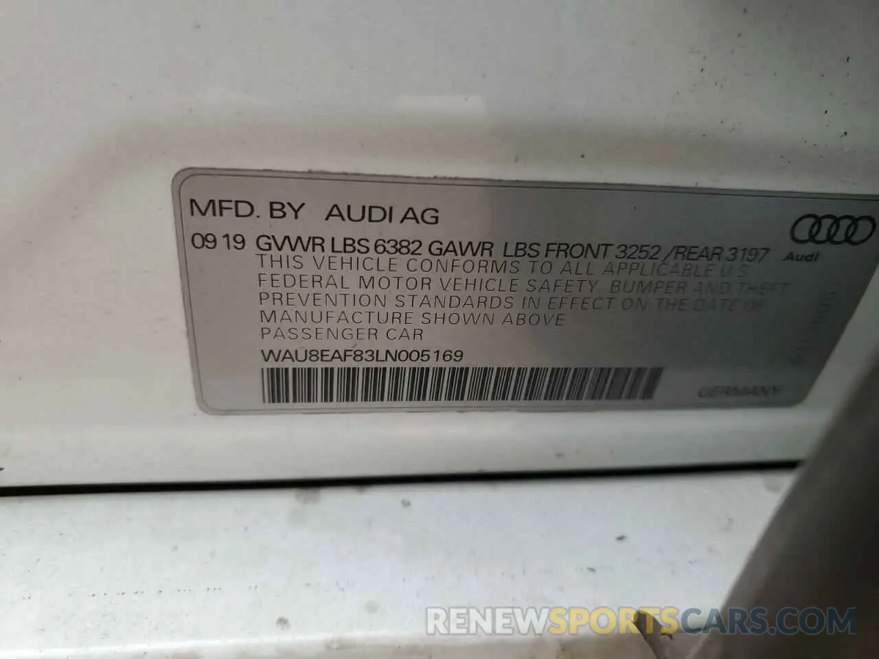 12 Photograph of a damaged car WAU8EAF83LN005169 AUDI A8 2020