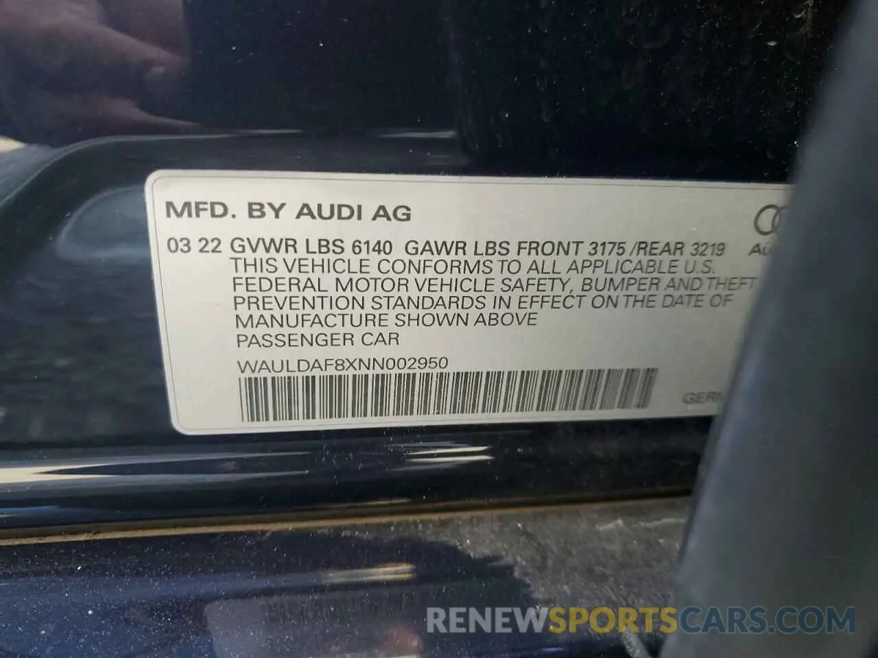 12 Photograph of a damaged car WAULDAF8XNN002950 AUDI A8 2022