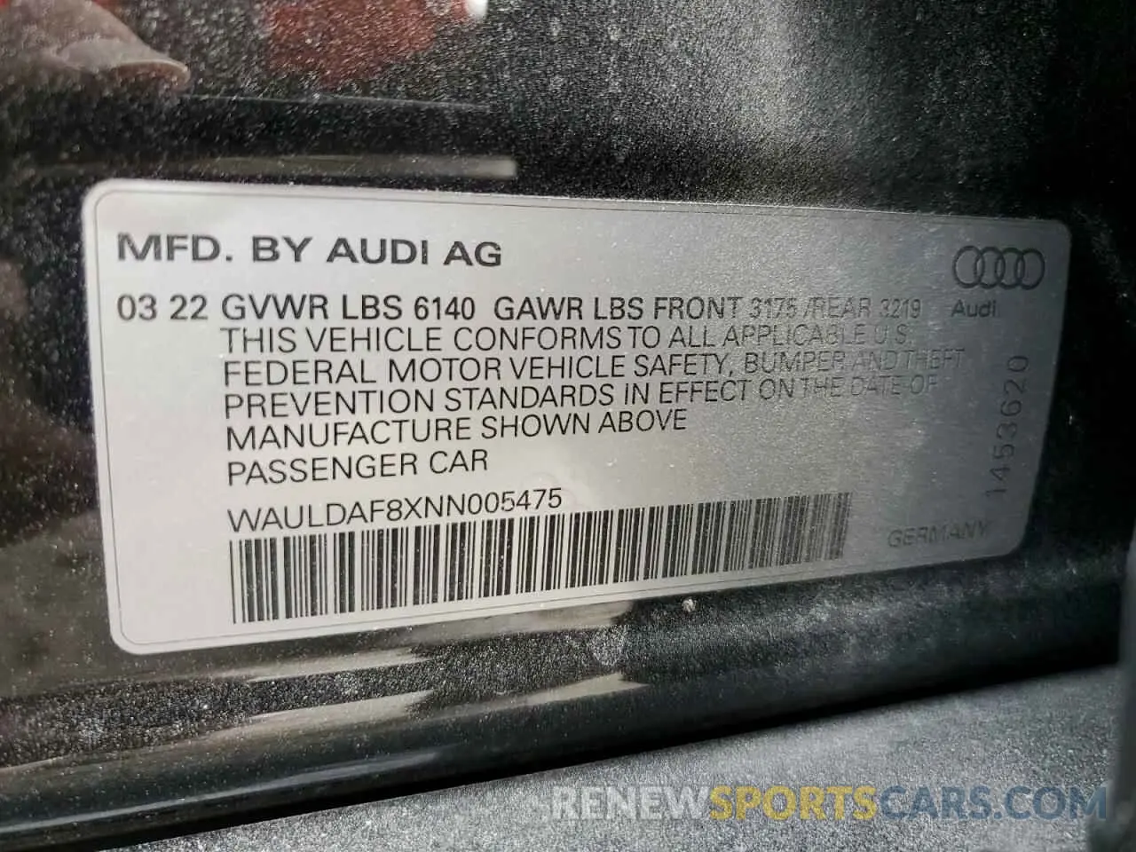 13 Photograph of a damaged car WAULDAF8XNN005475 AUDI A8 2022