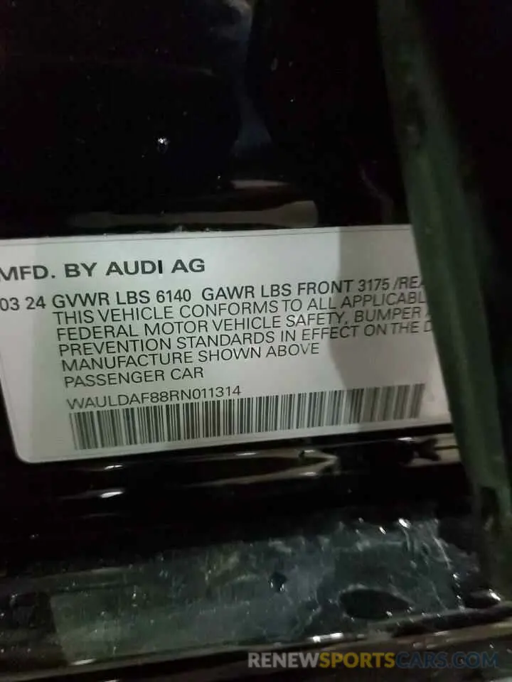 13 Photograph of a damaged car WAULDAF88RN011314 AUDI A8 2024