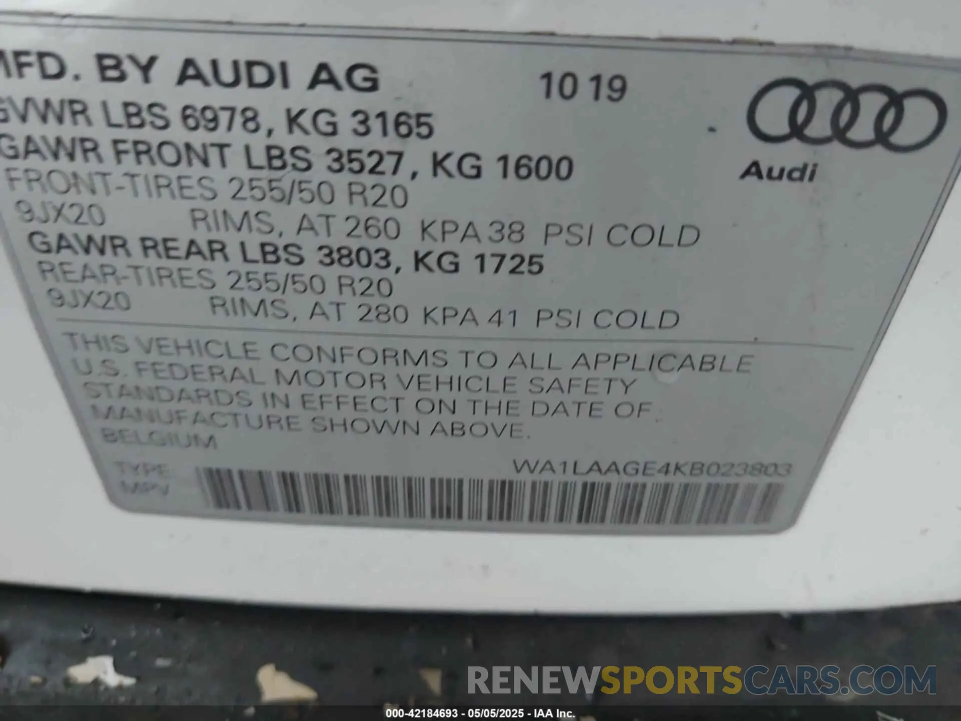 9 Photograph of a damaged car WA1LAAGE4KB023803 AUDI E-TRON 2019