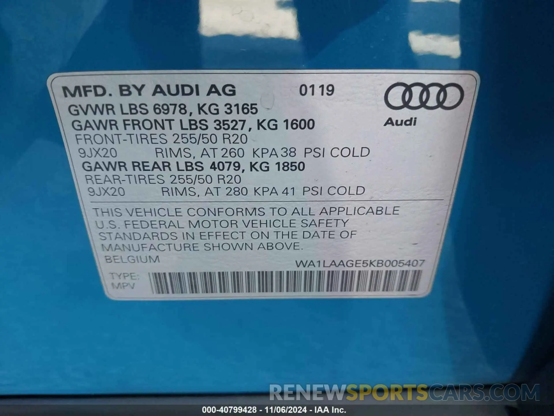 9 Photograph of a damaged car WA1LAAGE5KB005407 AUDI E-TRON 2019