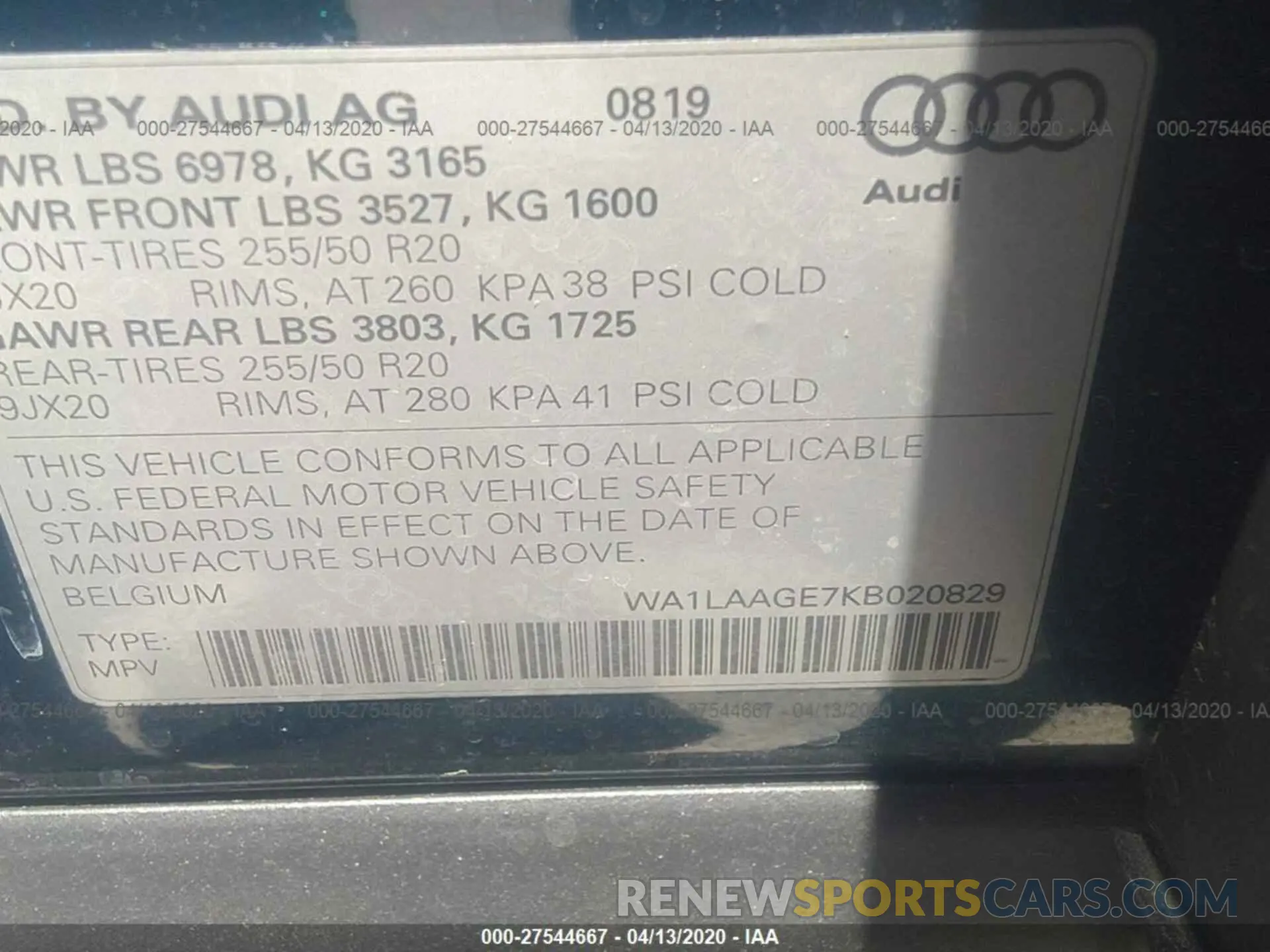 9 Photograph of a damaged car WA1LAAGE7KB020829 AUDI E-TRON 2019