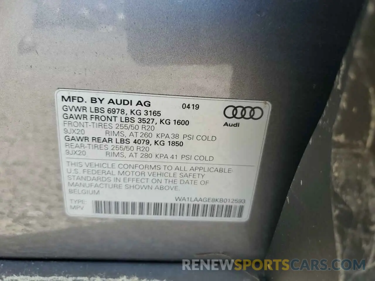 13 Photograph of a damaged car WA1LAAGE8KB012593 AUDI E-TRON 2019