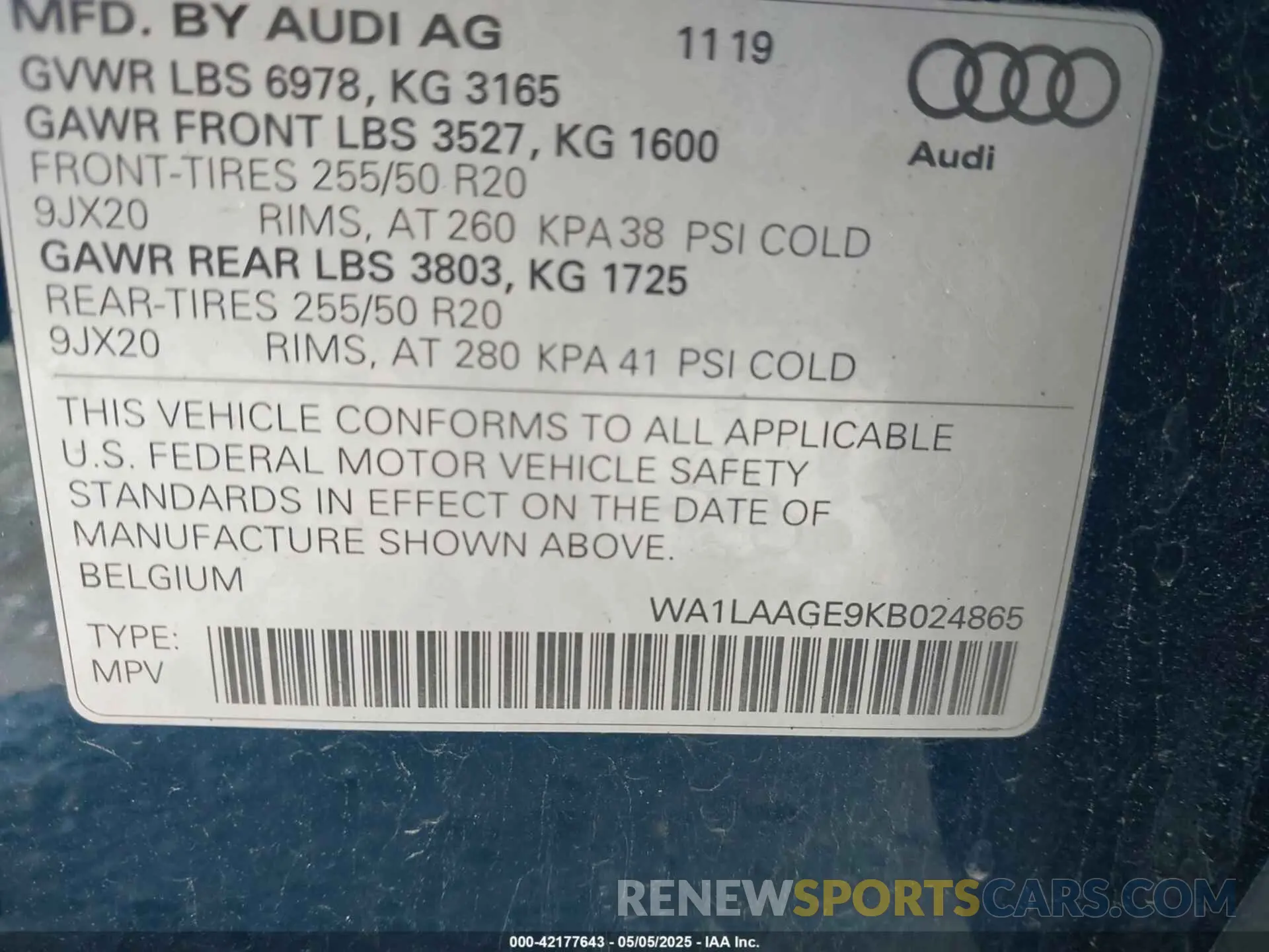 9 Photograph of a damaged car WA1LAAGE9KB024865 AUDI E-TRON 2019