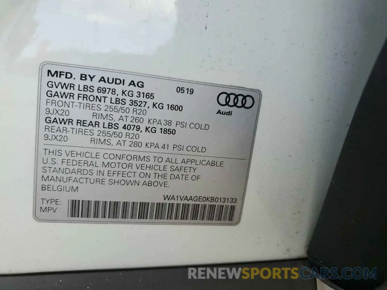 12 Photograph of a damaged car WA1VAAGE0KB013133 AUDI E-TRON 2019