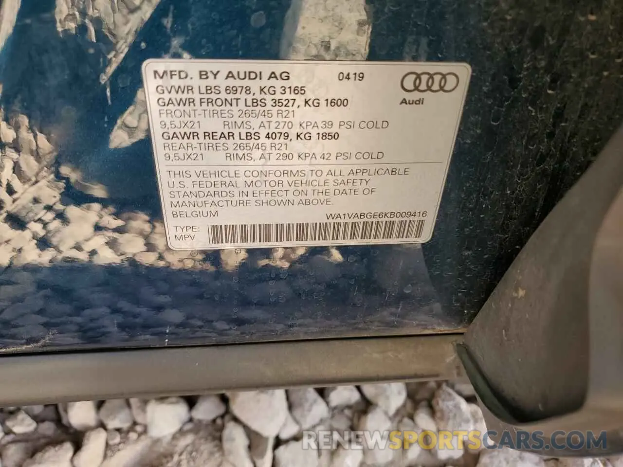 13 Photograph of a damaged car WA1VABGE6KB009416 AUDI E-TRON 2019
