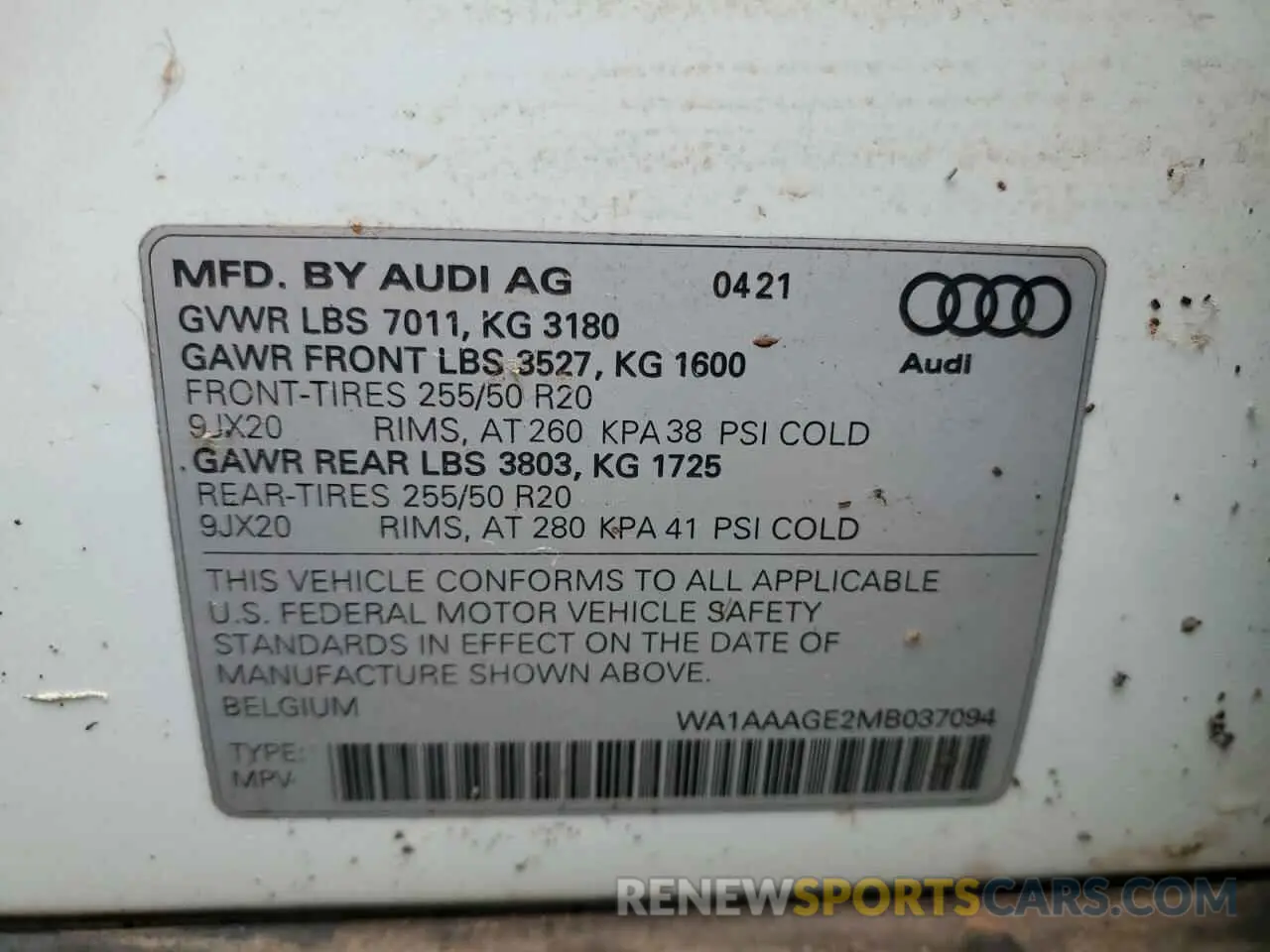12 Photograph of a damaged car WA1AAAGE2MB037094 AUDI E-TRON 2021