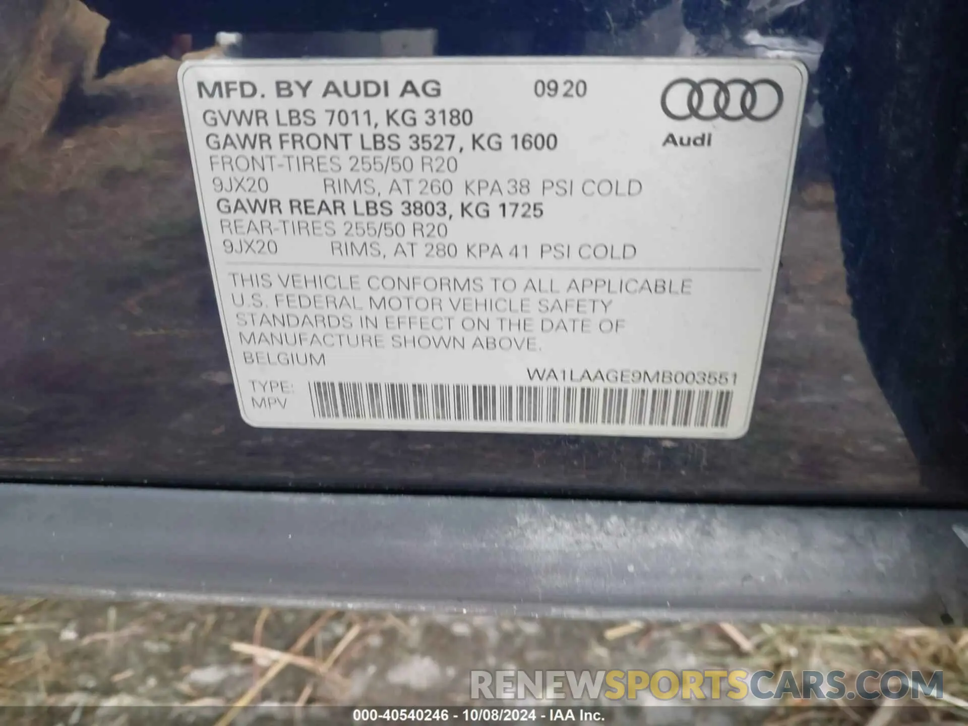 9 Photograph of a damaged car WA1AAAGE3MB002550 AUDI E-TRON 2021