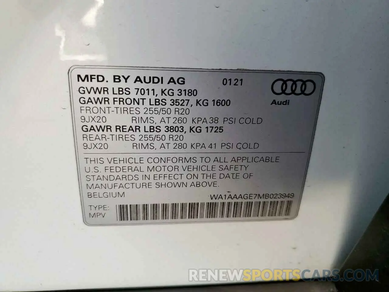 13 Photograph of a damaged car WA1AAAGE7MB023949 AUDI E-TRON 2021