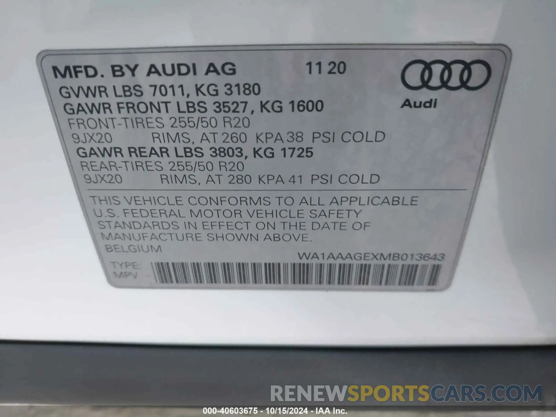 9 Photograph of a damaged car WA1AAAGEXMB013643 AUDI E-TRON 2021