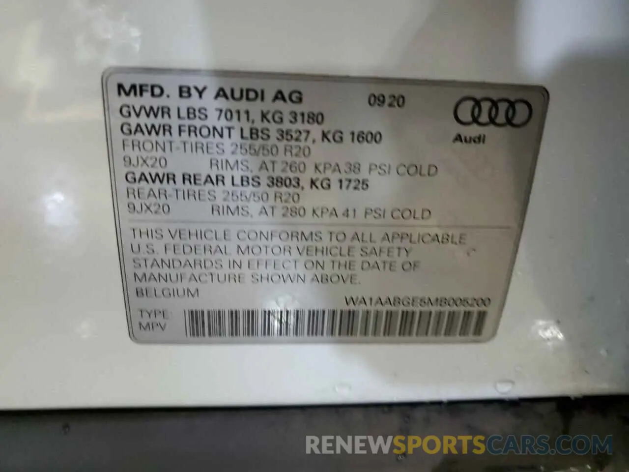 13 Photograph of a damaged car WA1AABGE5MB005200 AUDI E-TRON 2021