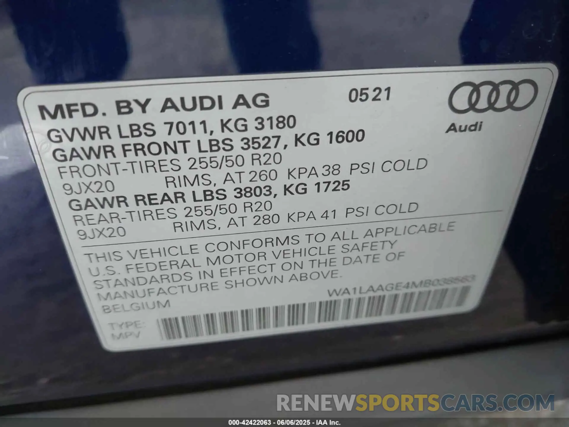 9 Photograph of a damaged car WA1LAAGE4MB038563 AUDI E-TRON 2021
