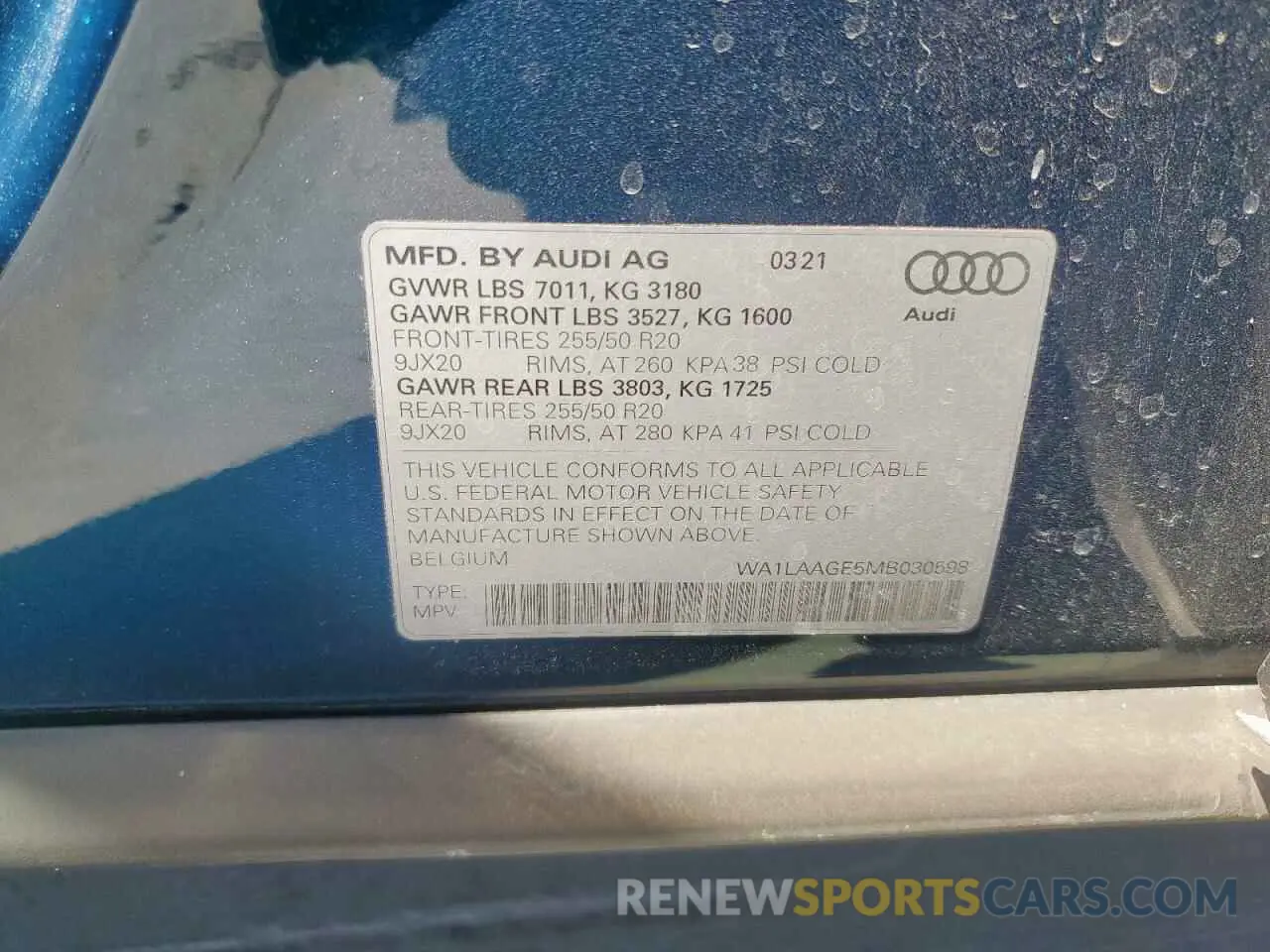 14 Photograph of a damaged car WA1LAAGE5MB030598 AUDI E-TRON 2021