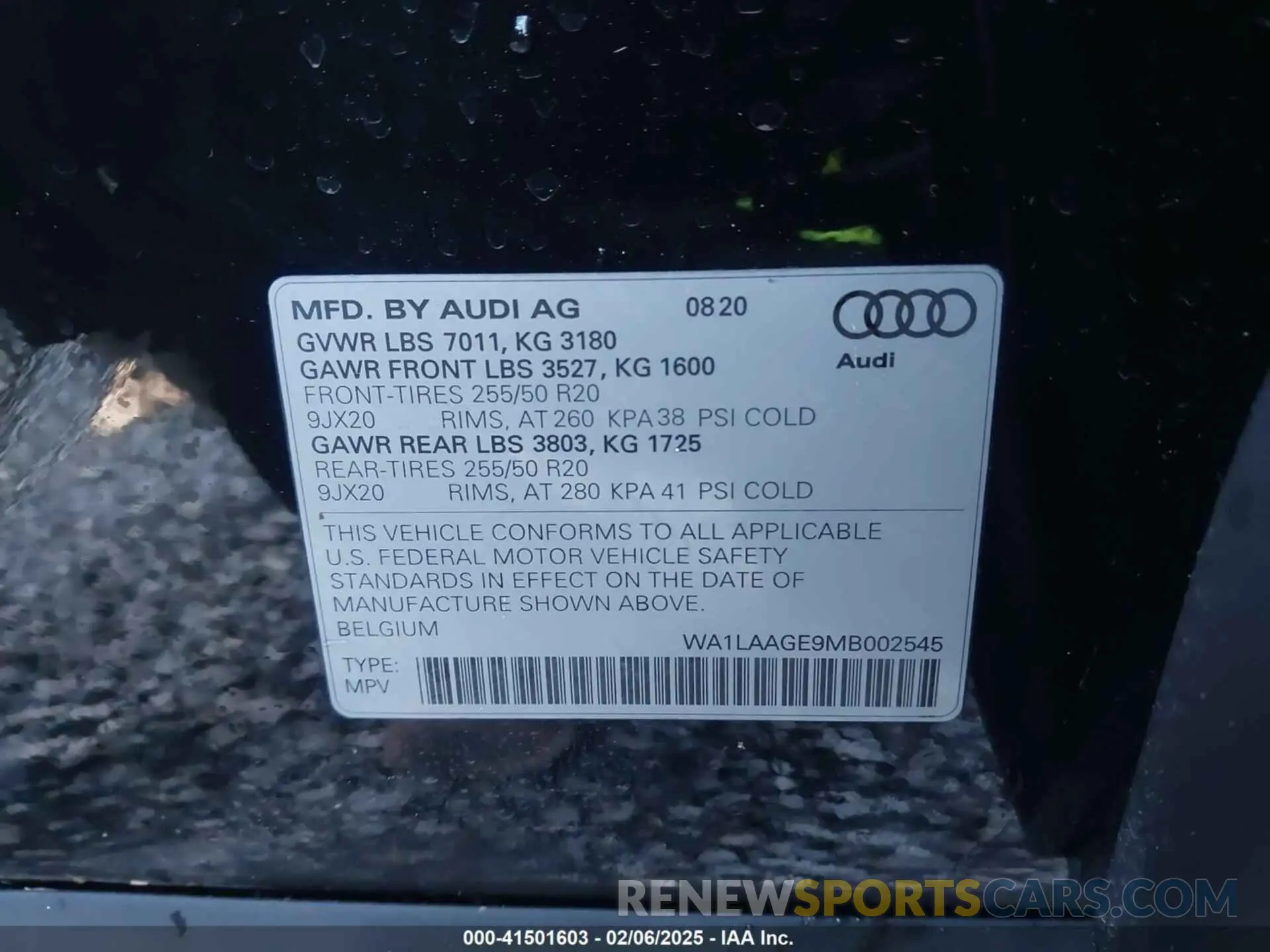 9 Photograph of a damaged car WA1LAAGE9MB002545 AUDI E-TRON 2021
