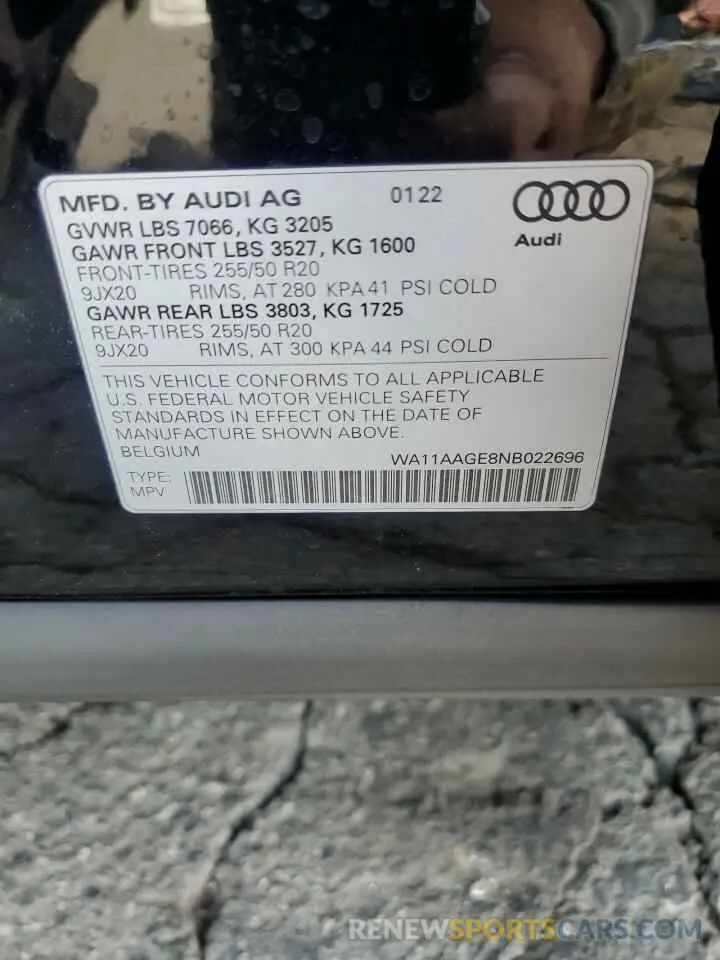 14 Photograph of a damaged car WA11AAGE8NB022696 AUDI E-TRON 2022