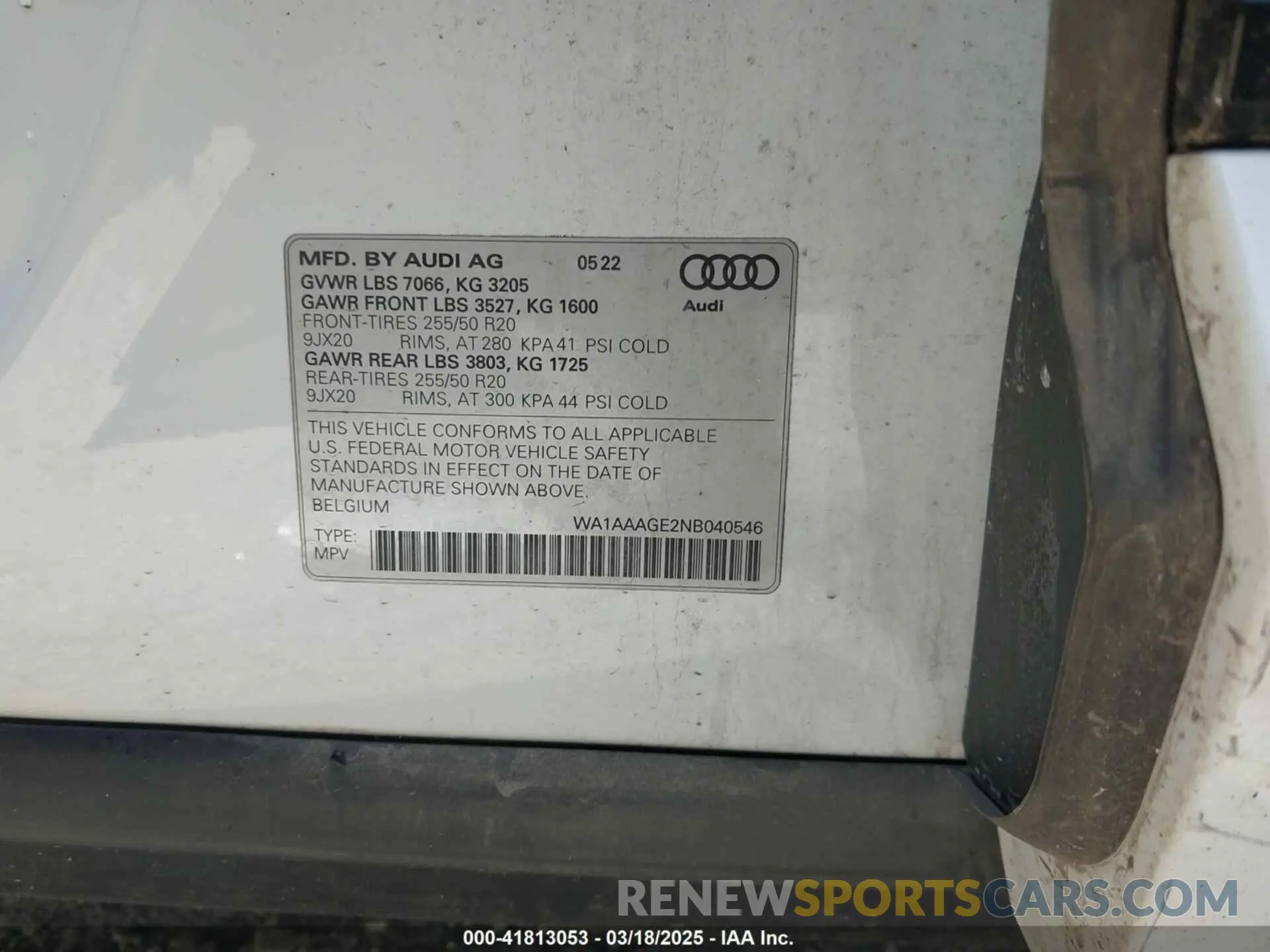 9 Photograph of a damaged car WA1AAAGE2NB040546 AUDI E-TRON 2022