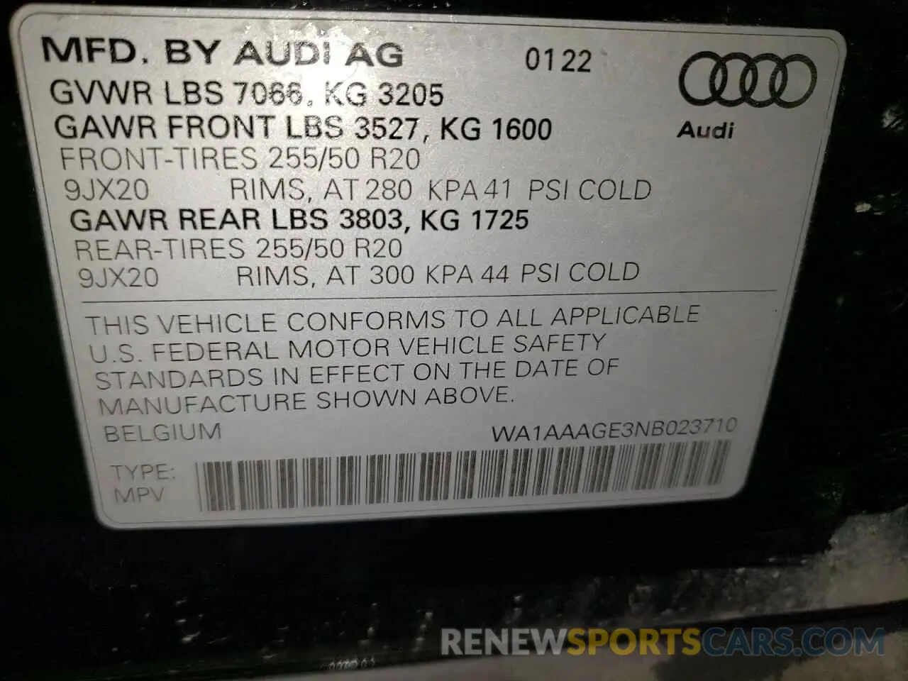 13 Photograph of a damaged car WA1AAAGE3NB023710 AUDI E-TRON 2022