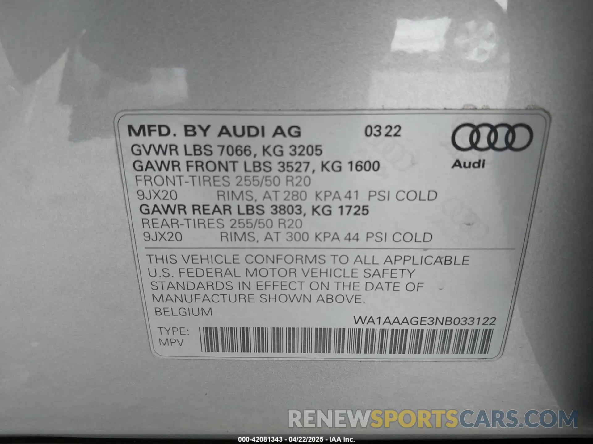 9 Photograph of a damaged car WA1AAAGE3NB033122 AUDI E-TRON 2022