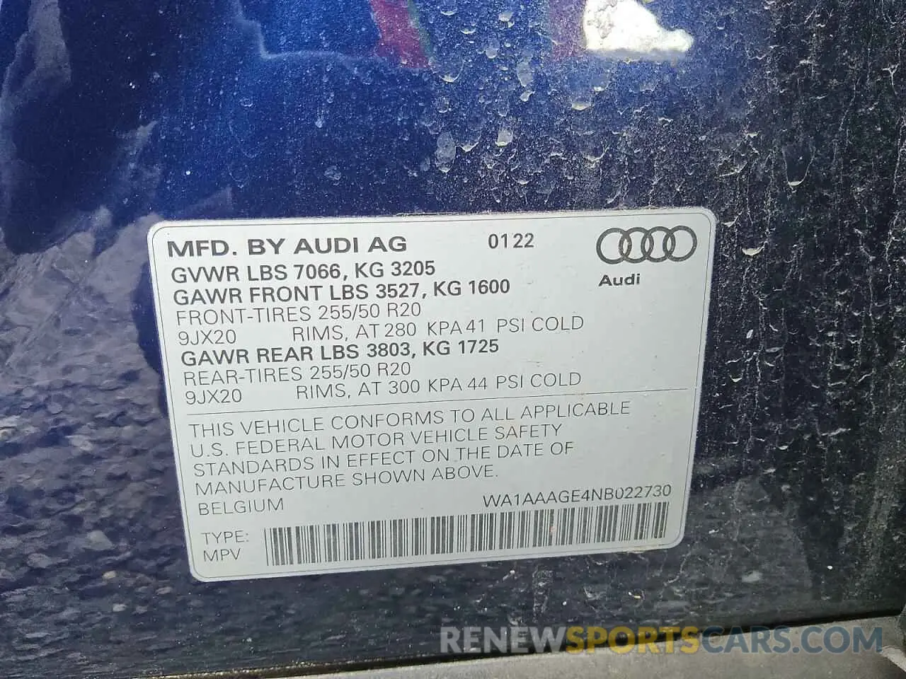 13 Photograph of a damaged car WA1AAAGE4NB022730 AUDI E-TRON 2022