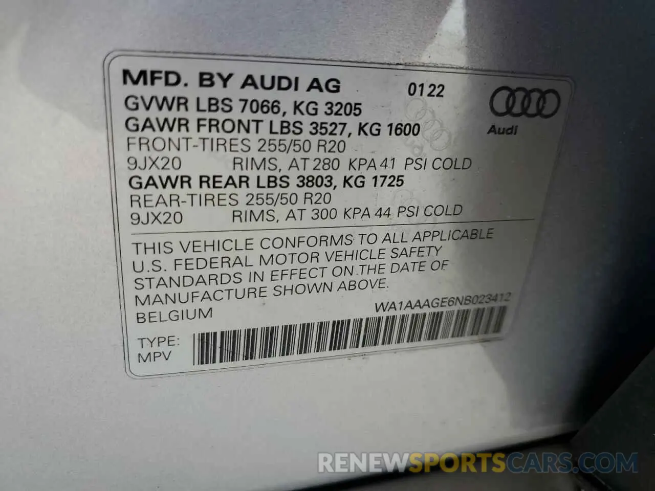 13 Photograph of a damaged car WA1AAAGE6NB023412 AUDI E-TRON 2022