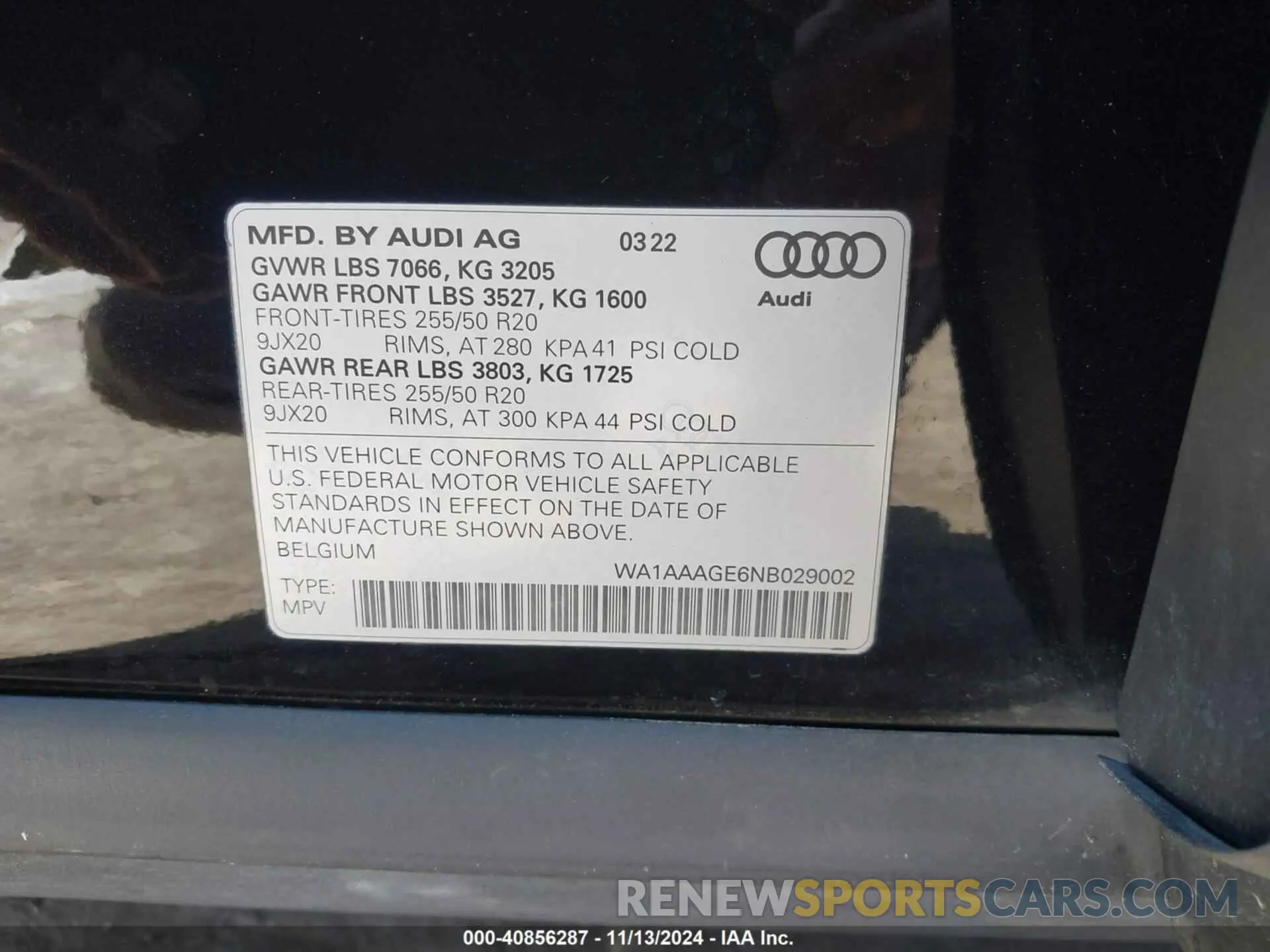 9 Photograph of a damaged car WA1AAAGE6NB029002 AUDI E-TRON 2022