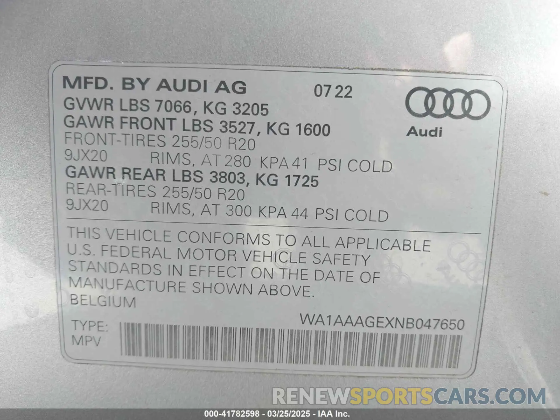 9 Photograph of a damaged car WA1AAAGEXNB047650 AUDI E-TRON 2022