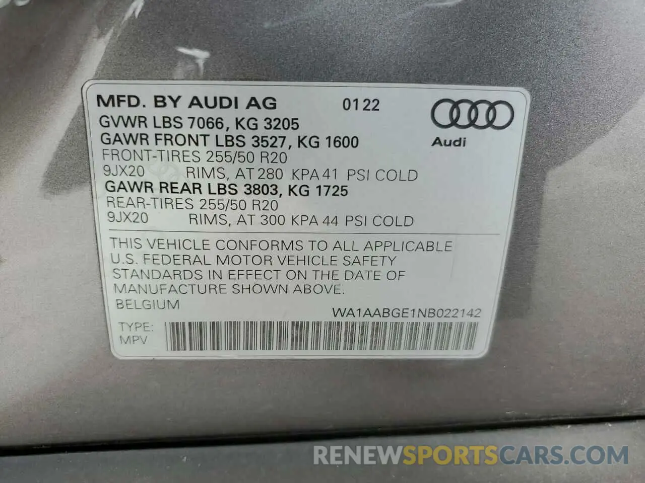 13 Photograph of a damaged car WA1AABGE1NB022142 AUDI E-TRON 2022