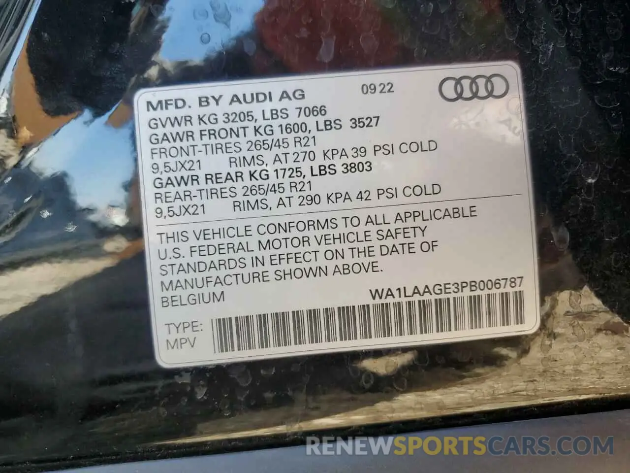 13 Photograph of a damaged car WA1LAAGE3PB006787 AUDI E-TRON 2023