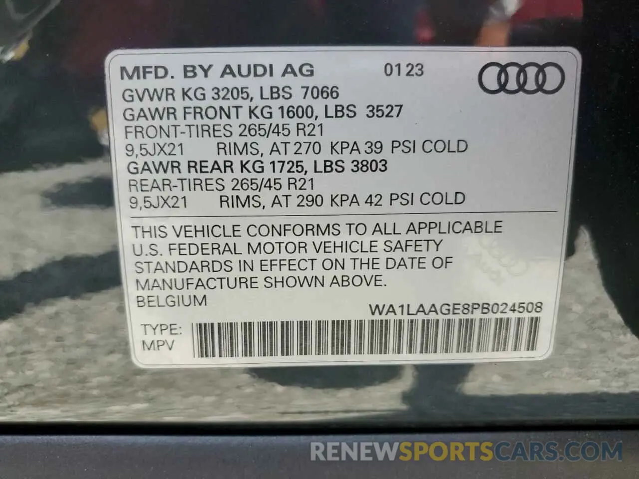 13 Photograph of a damaged car WA1LAAGE8PB024508 AUDI E-TRON 2023