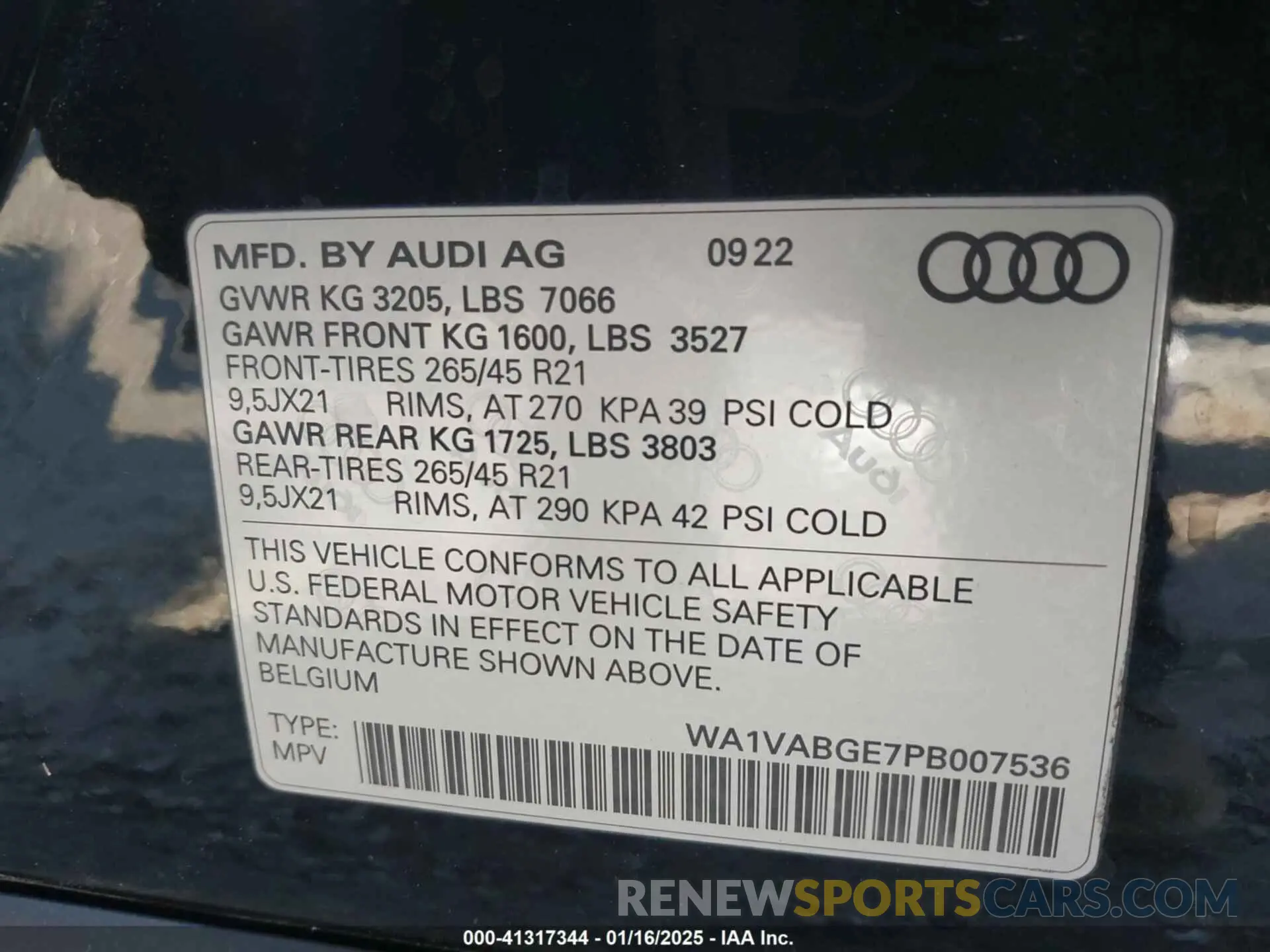 9 Photograph of a damaged car WA1VABGE7PB007536 AUDI E-TRON 2023