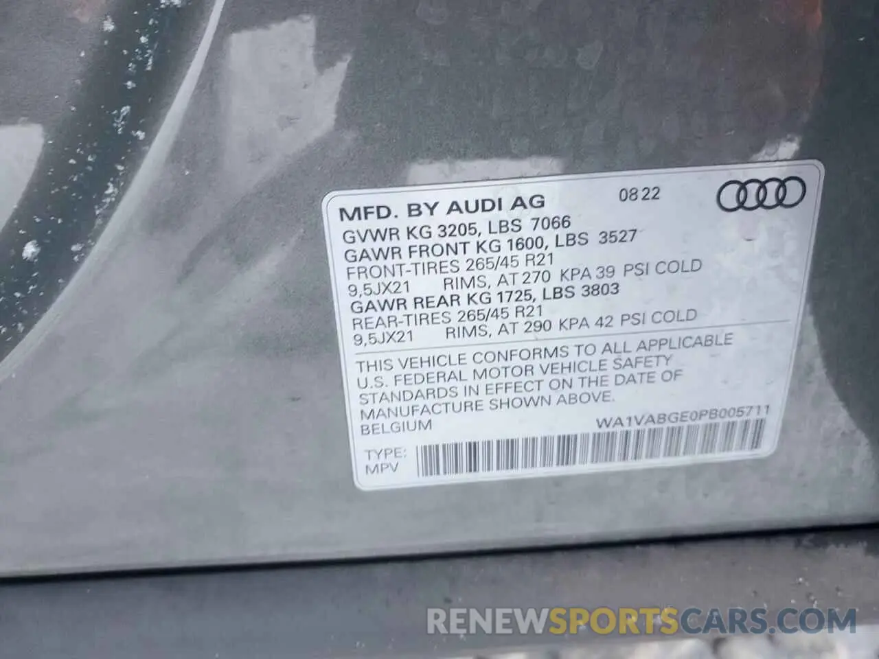 13 Photograph of a damaged car WA1VABGE0PB005711 AUDI E-TRON CHR 2023