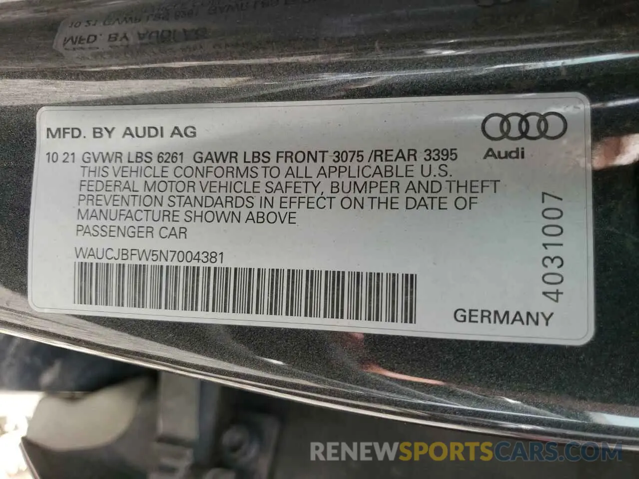 13 Photograph of a damaged car WAUCJBFW5N7004381 AUDI E-TRON GT 2022