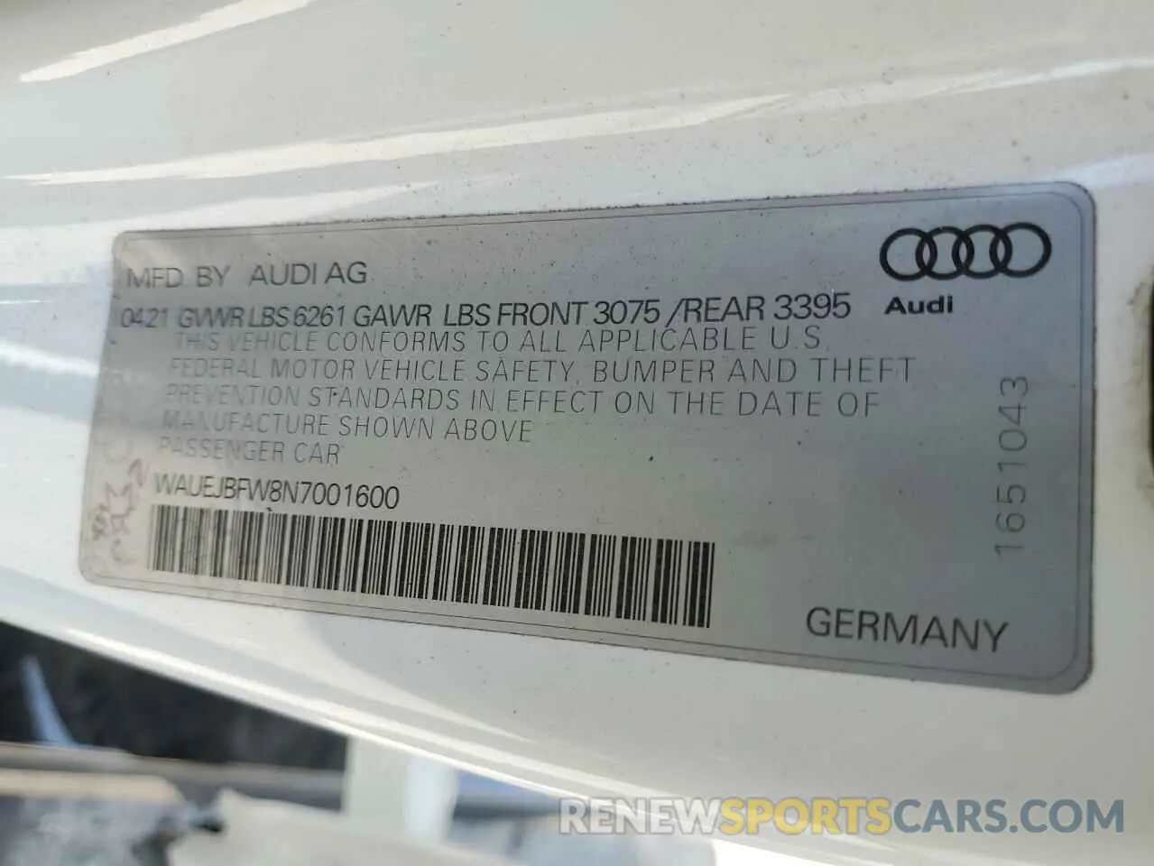 12 Photograph of a damaged car WAUEJBFW8N7001600 AUDI E-TRON GT 2022