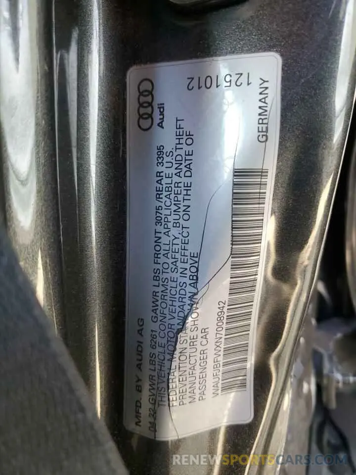 12 Photograph of a damaged car WAUFJBFWXN7008942 AUDI E-TRON GT 2022
