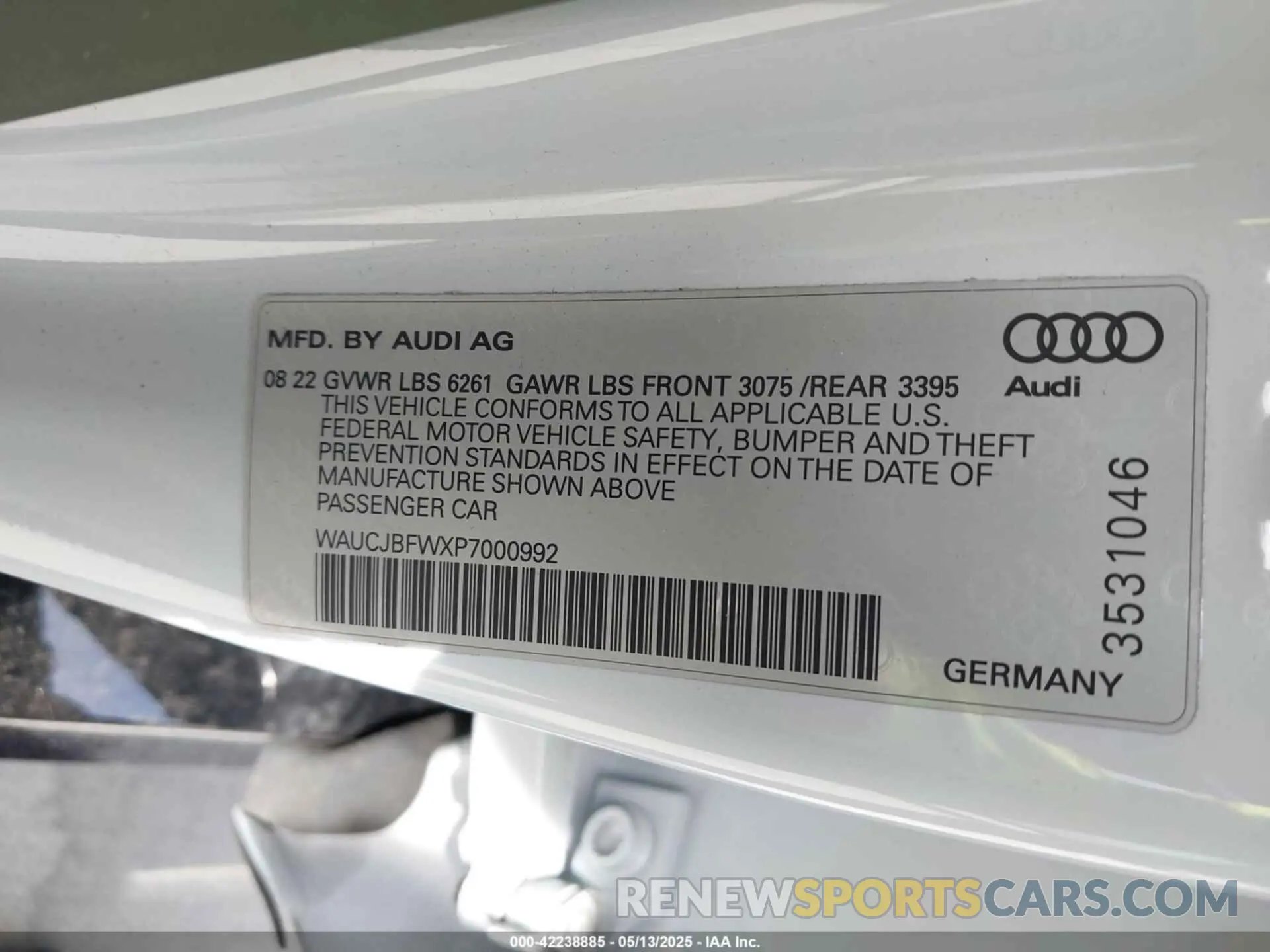 9 Photograph of a damaged car WAUCJBFWXP7000992 AUDI E-TRON GT 2023