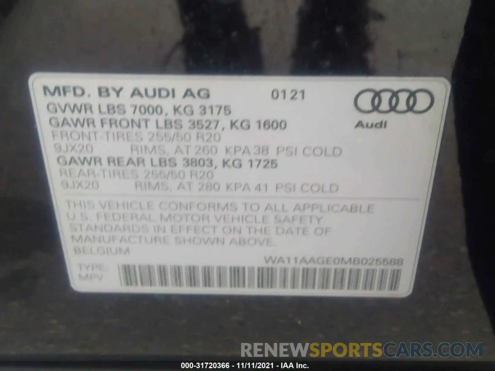 9 Photograph of a damaged car WA11AAGE0MB025588 AUDI E-TRON SPORTBACK 2021