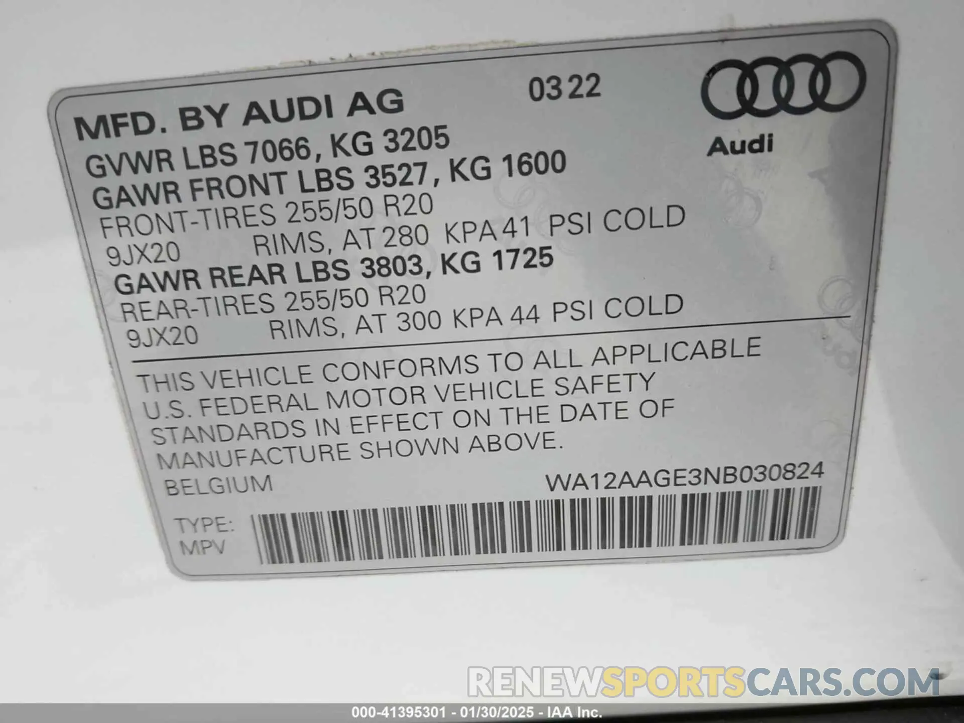 9 Photograph of a damaged car WA12AAGE3NB030824 AUDI E-TRON SPORTBACK 2022
