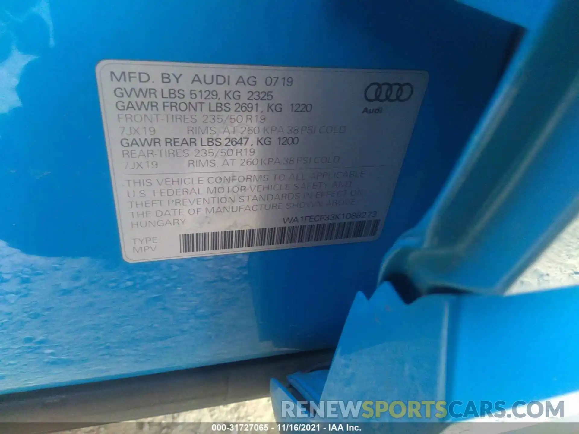 9 Photograph of a damaged car WA1FECF33K1088273 AUDI Q3 2019