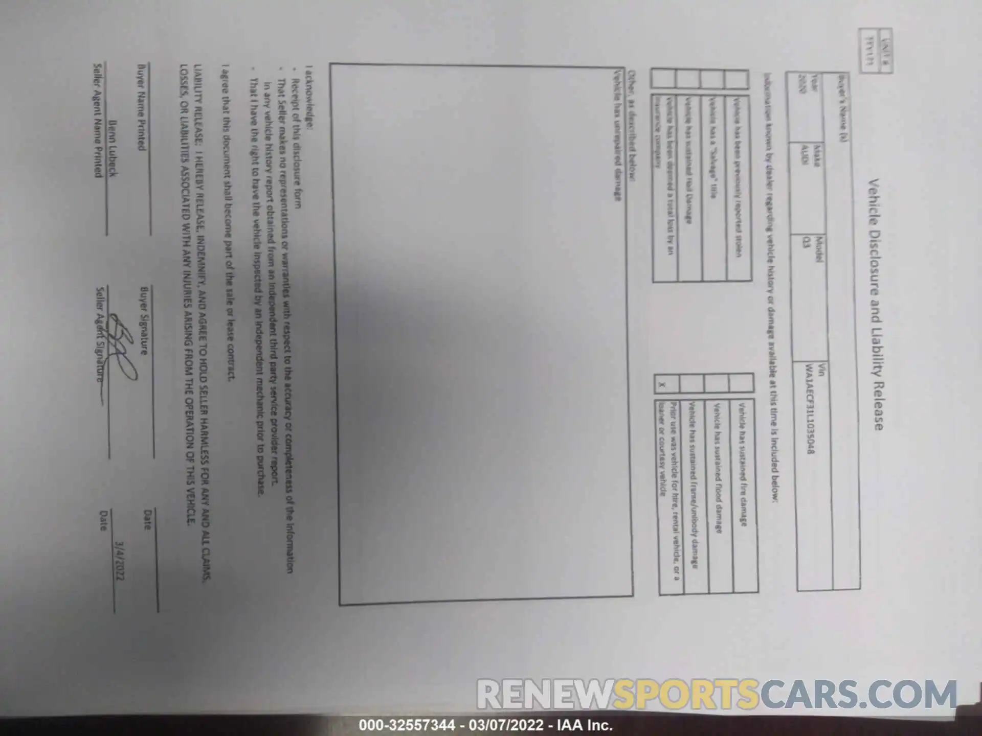 6 Photograph of a damaged car WA1AECF31L1035048 AUDI Q3 2020