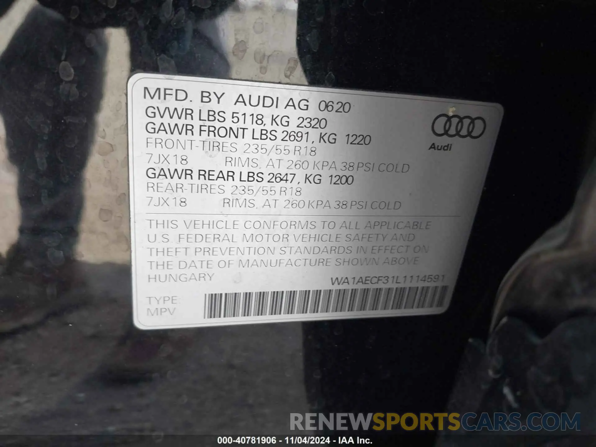 9 Photograph of a damaged car WA1AECF31L1114591 AUDI Q3 2020