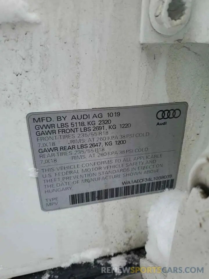 13 Photograph of a damaged car WA1AECF34L1038039 AUDI Q3 2020