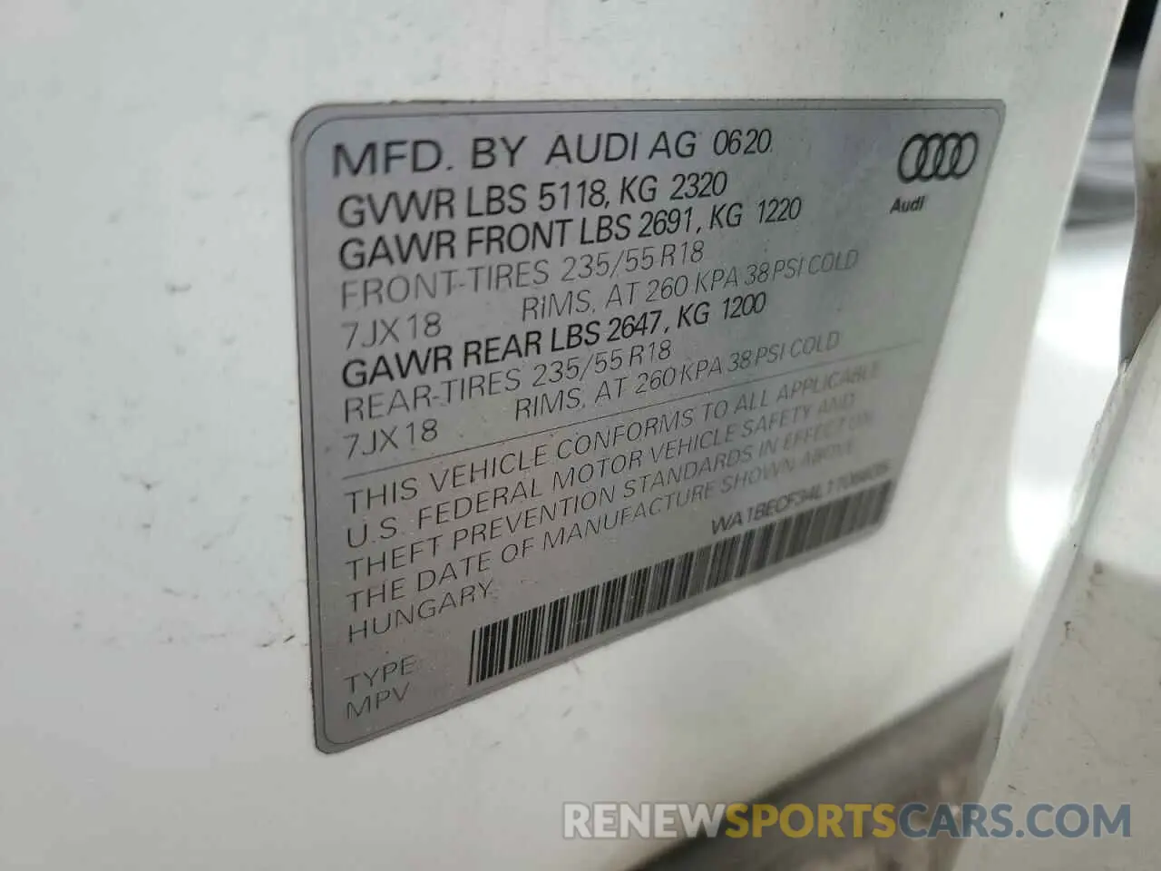 14 Photograph of a damaged car WA1BECF34L1106635 AUDI Q3 2020