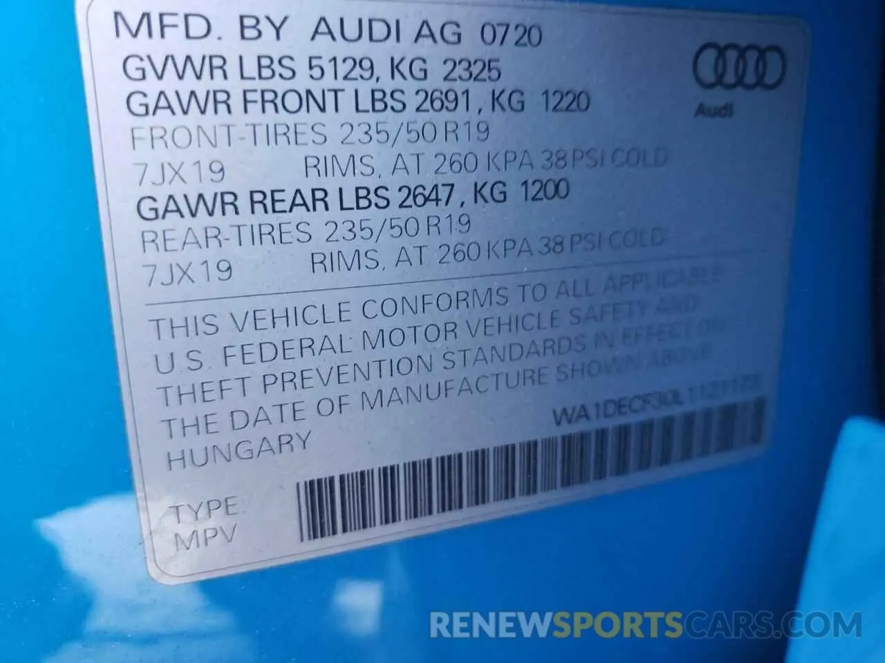 10 Photograph of a damaged car WA1DECF30L1121173 AUDI Q3 2020